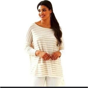 LILLY PULITZER Women's Small White Tan ELBA COOLMAX sweater tee Tassels beach